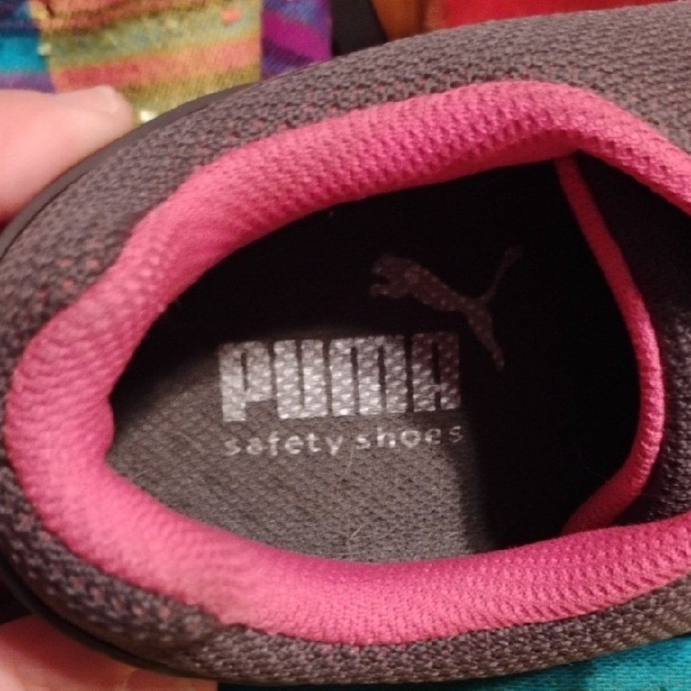 Puma Gray and Pink Breathable Steel Toe Work Shoes Size 10 - Picture 4 of 7